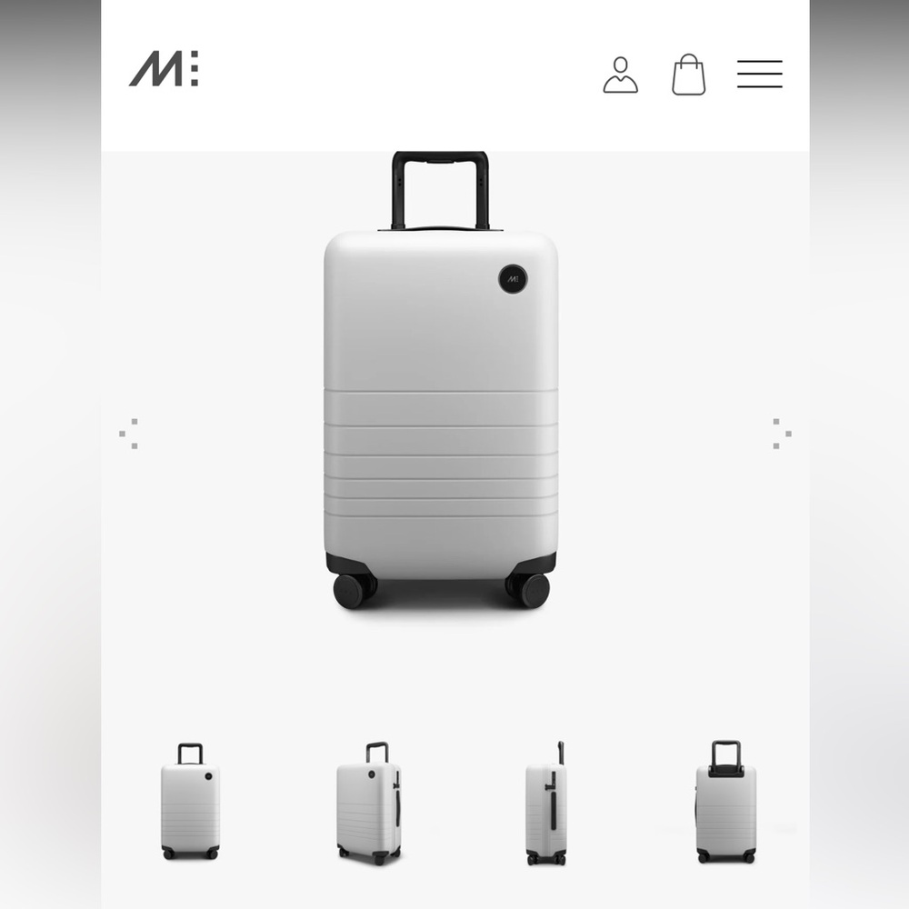 Monos white suitcase-carry on size. White.
New Luggage tag included